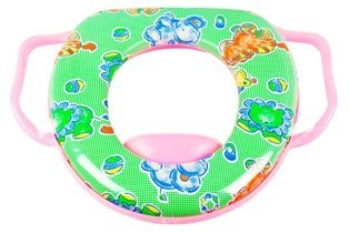 Сиденье д_унитаза детское с ручками, мягкое DK (ручки розовые)