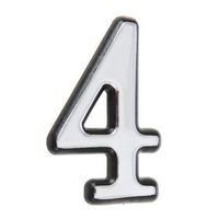 Цифра дверная пластик Аллюр Большая 4 клеевая, хром	