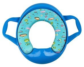 Сиденье д_унитаза детское с ручками, мягкое BY-3-1038 (ручки голубые)