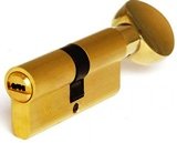 Механизм цилиндровый Центровертушка 90мм(45х45) 5 ключей, латунь, ключ-вертушка