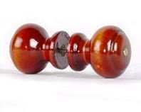 Ручка-кнопка деревянная с латунной вставкой, лак тёмная (г.Н-Новгород)