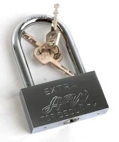 Замок навеснойExtra ВС-60L прямоугольный, дл.дужка,  хром, 4 финских ключа (блистер)