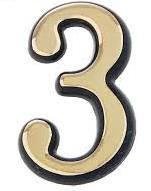 Цифра дверная пластик Аллюр Большая 3 клеевая, золото