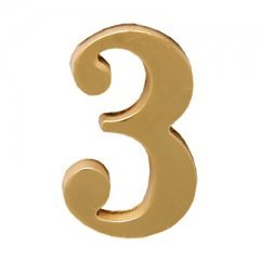 Цифра дверная металл Аллюр 3 клеевая, золото 