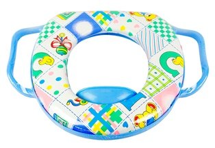 Сиденье д_унитаза детское с ручками, мягкое DK (ручки голубые)