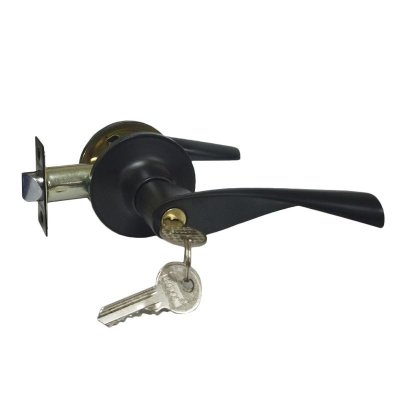 На картинке «Ручка-защелка Trodos "ЗВ2-01", ключ/ фиксатор черный матовый »