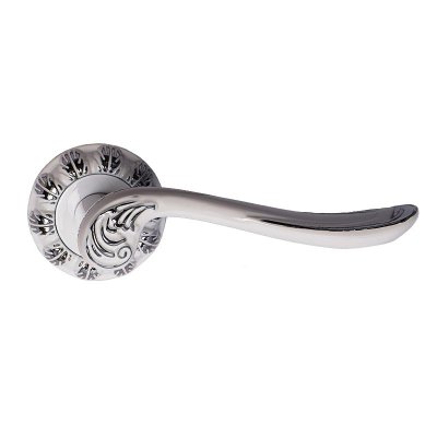 На картинке «Ручка дверная "Trodos" AL-61 WW/CP/WW "эмаль" белый/хром/белый»