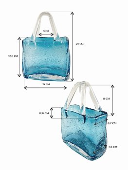 Ваза интерьерная Сумка, малая, синяя, стекло, HVA0368A-A