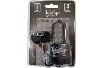 На картинке «Замок навесной "Vantage" LD3-40L (1-45L)  4 ключа,влагозащищенный с длинной дужкой(блистер)»