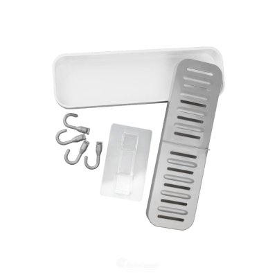 На картинке «Полка с 4 крючками LIGHT белая на липучке B6680-1»