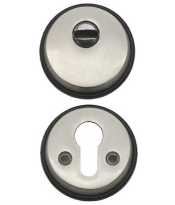 На картинке «Броненакладка накладная "Цилиндровая" (D-52мм) цинк (2 болта, 2 накладки-наруж/внутр) »