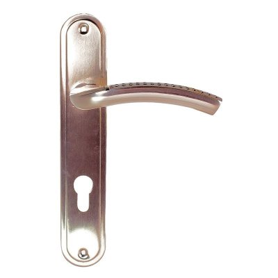 На картинке «Комплект ручек на планке "Trodos" AL106/85-M (SN) никель (85мм)»