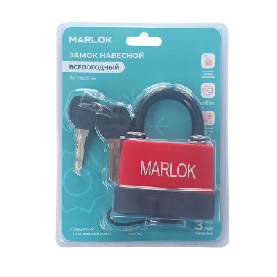 На картинке «Замок навесной всепогодный ВС-1 00.75 мм (Blister) MARLOK»