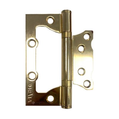 На картинке «Петля накладная Vrata 100х75х2,0 без врезки, б/к, золото»