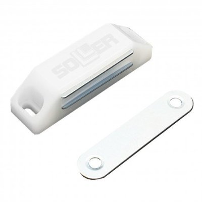 На картинке «Магнит мебельный L-60 h-15 мм белый »