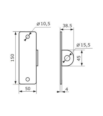 На картинке «Проушина угловая 50х150 "Домарт" 4мм гаражная, черная »