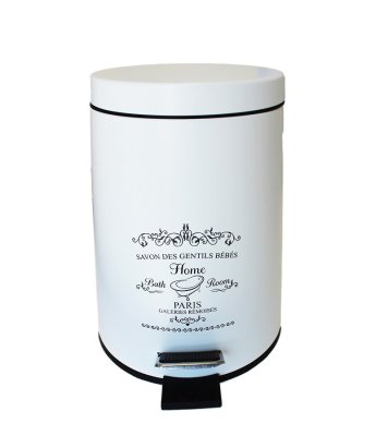 На картинке «Ведро для мусора Delphinium "Home" 5л, металл, белый»