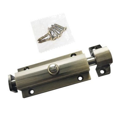 На картинке «Шпингалет накладной "Trodos" 01.04.33 с кнопкой AB  (бронза)»