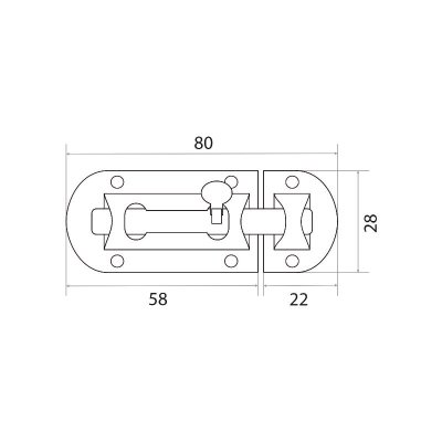 На картинке «Шпингалет накладной "Trodos"  01.02.33 L =80мм AB ( бронза )»