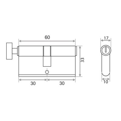 На картинке «Механизм цилиндровый "Trodos ЦАМ"ЦМВ 60-5К 5 ключей/вертушка, хром (CP)»