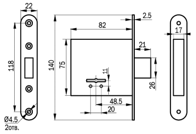 На картинке «Замок врезной ЗВ8-4С/03 "Просам" (76500)»