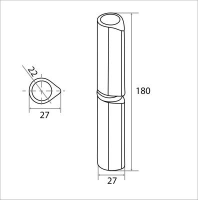 На картинке «Петля каплевидная TRODOS 22х180мм (подшипник)»
