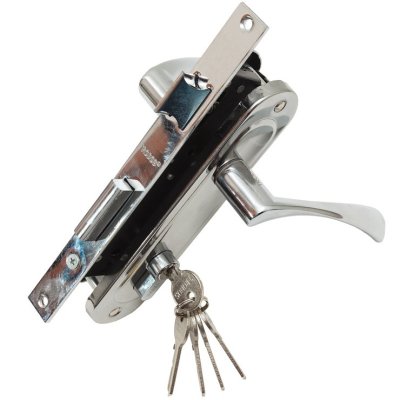 На картинке «Замок врезной TRODOS 70-L/76 CP (хром)»