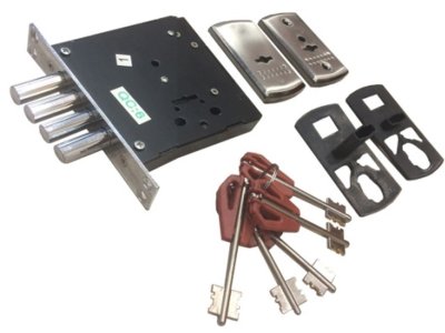 На картинке «Замок врезной "Верхний  2514C-4P" 4 круглых ригеля d-12мм, сувальдный "ломаный ключ"(BZ-4)»