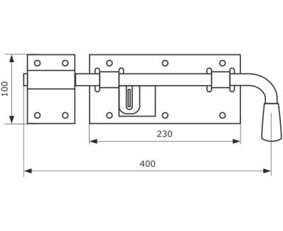 На картинке «Засов гаражный 400 мм мод.2 с проушиной, черный (Домарт)»