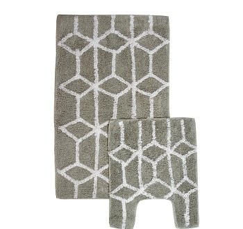 Набор 2 ковра хлопок Лабиринт серый 40*45, 50*80