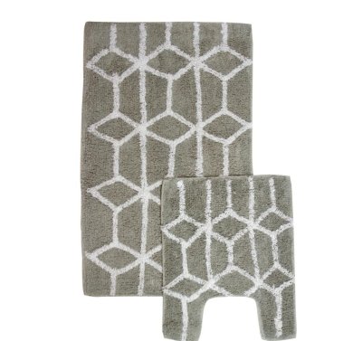 На картинке «Набор 2 ковра хлопок Лабиринт серый 40*45, 50*80»