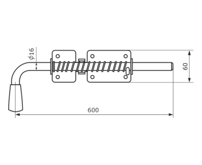 На картинке «Засов гаражный 600 мм, чёрный, подпружиненный (Домарт)»