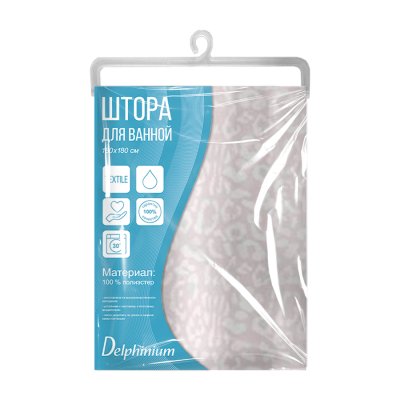 На картинке «Штора для ванной Delphinium "Пума" ПВХ 180х180см, 12 колец, розовый»