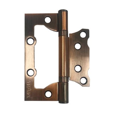 На картинке «Петля накладная Vrata 100х75х2,0 без врезки, б/к, медь»