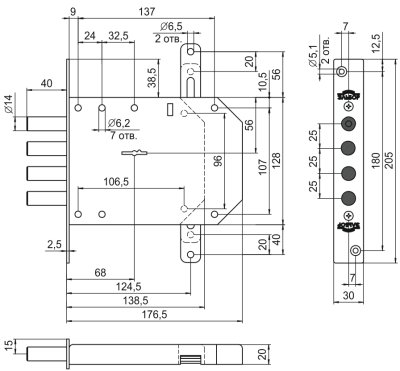 На картинке «Замок врезной "Эльбор Базальт" 1.05.01»