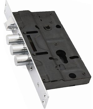 Корпус врезного замка 3024-3Р №674 3 круглых ригеля, левый (без тяг и задвижки)