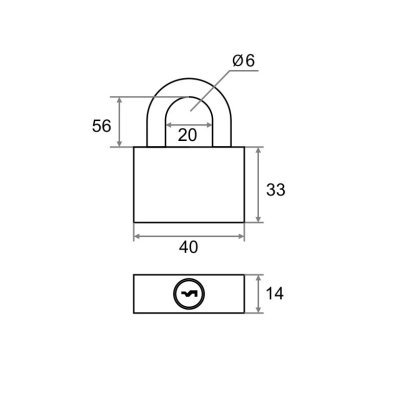 На картинке «Замок навесной "Trodos"(Blister) ВL5-40L длинная дужка латунь»