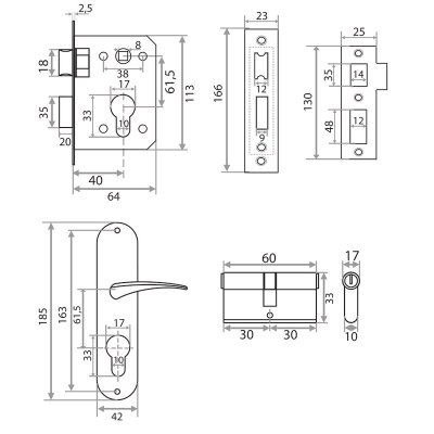 На картинке «Замок врезной "Trodos" ЗВ61/76 CP, хром»