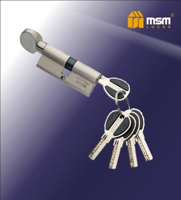 На картинке «Механизм цилиндровый "MSM Латунь"ЦМВП 70-5К 5 перфоключей/вертушка, хром (CP)»