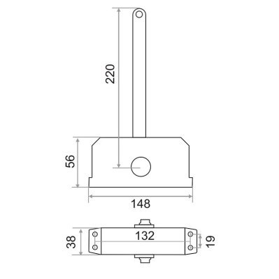 На картинке «Доводчик дверной "Trodos"TD-060  с фиксацией 90° серебро»