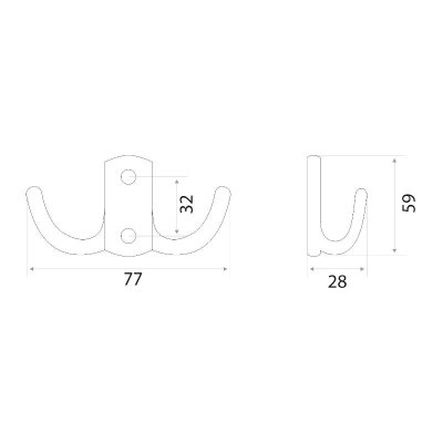 На картинке «Крючок "2-х рожковый перфо усиленный" (04.41.33) (АB) бронза»