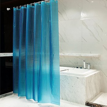 Штора для ванной Zenfort Лаурель 3D ПВХ 180х180см, 12 колец, голубой