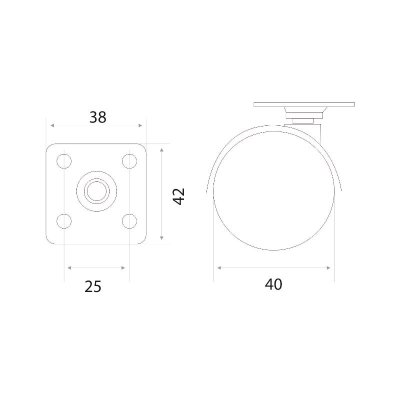 На картинке «Опора колесная "40" (10.01.06)*»