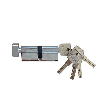 Механизм цилиндровый Trodos ЦМВП 80(40х40) латунь 5 ключей, хром, блистер