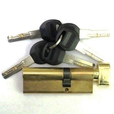 На картинке «Механизм цилиндровый"Евровертушка" 85мм(52,5х32,5х12мм) 5 ключей, ключ-вертушка, мат.золото (SB)»