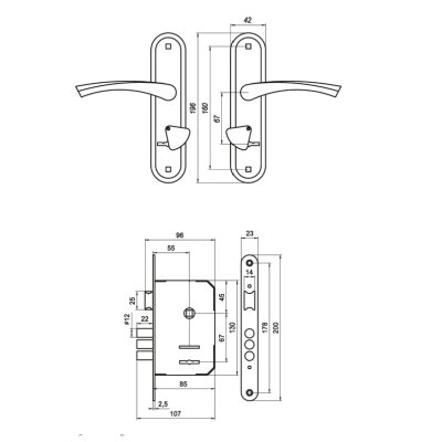На картинке «Замок врезной ЗВ9-1-02 "Омега" сувальдный, бронза»