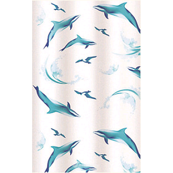 Штора для ванной 004 дельфины (белая) 1,8*1,8