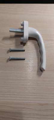 На картинке «Ручка оконная  пластиковая  белая штифт 38мм»