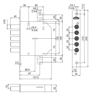 На картинке «Замок врезной "Эльбор Гранит" 1.06.01»