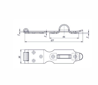 На картинке «Накладка дверная НД1 (L-125 мм) средняя без покрытия (М-К)»